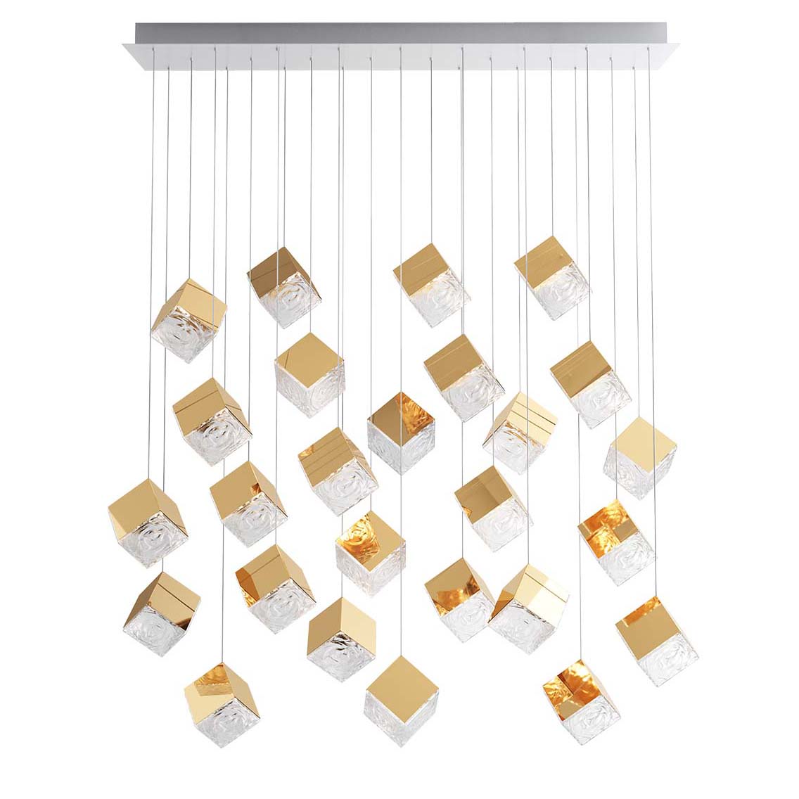 Norador Rectangle LED Chandelier Mouth-blown Crystal With Metal Sheet 57.1"W