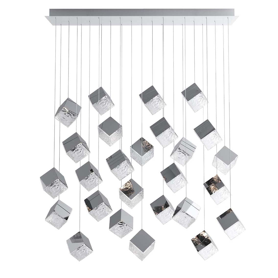 Norador Rectangle LED Chandelier Mouth-blown Crystal With Metal Sheet 57.1"W