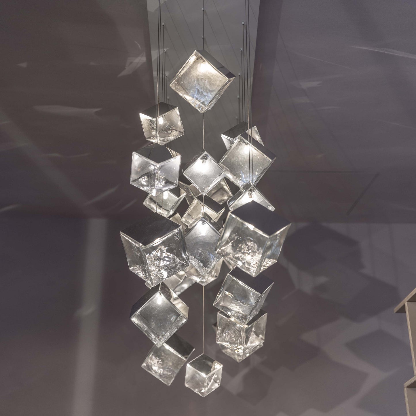Norador Rectangle LED Chandelier Mouth-blown Crystal With Metal Sheet 57.1"W