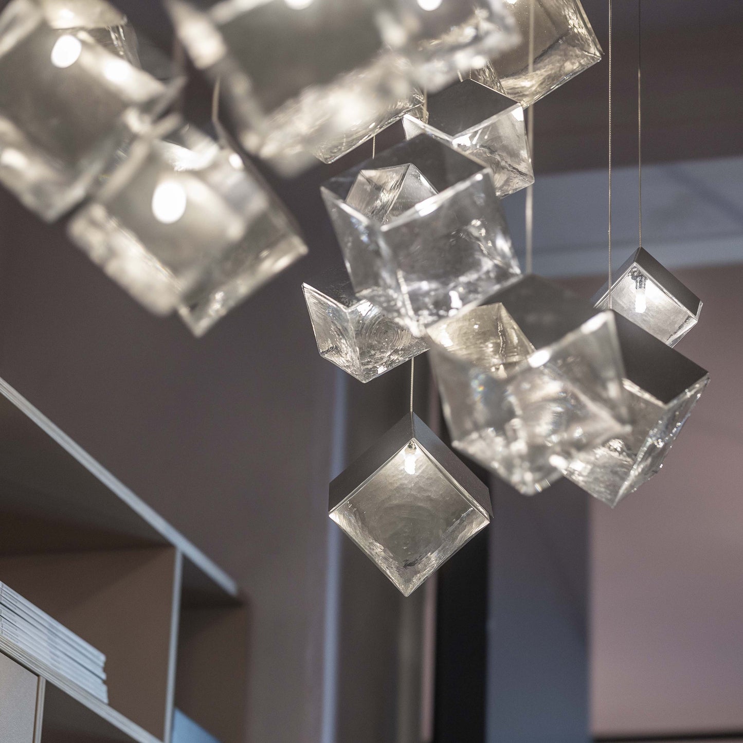 Norador Rectangle LED Chandelier Mouth-blown Crystal With Metal Sheet 57.1"W