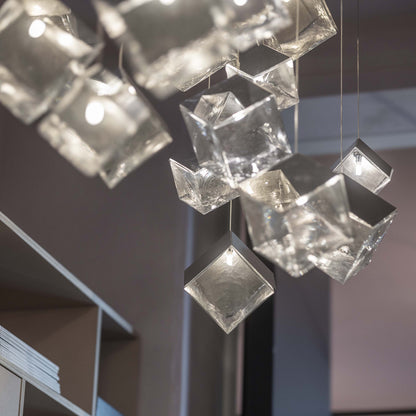 Norador Rectangle LED Chandelier Mouth-blown Crystal With Metal Sheet 57.1"W