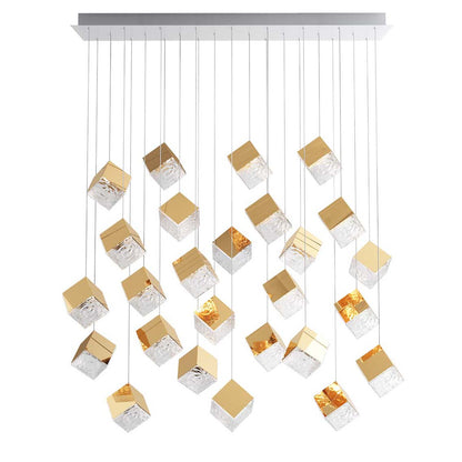 Norador Rectangle LED Chandelier Mouth-blown Crystal With Metal Sheet 57.1"W