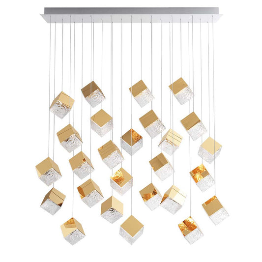 Norador Rectangle LED Chandelier Mouth-blown Crystal With Metal Sheet 57.1"W