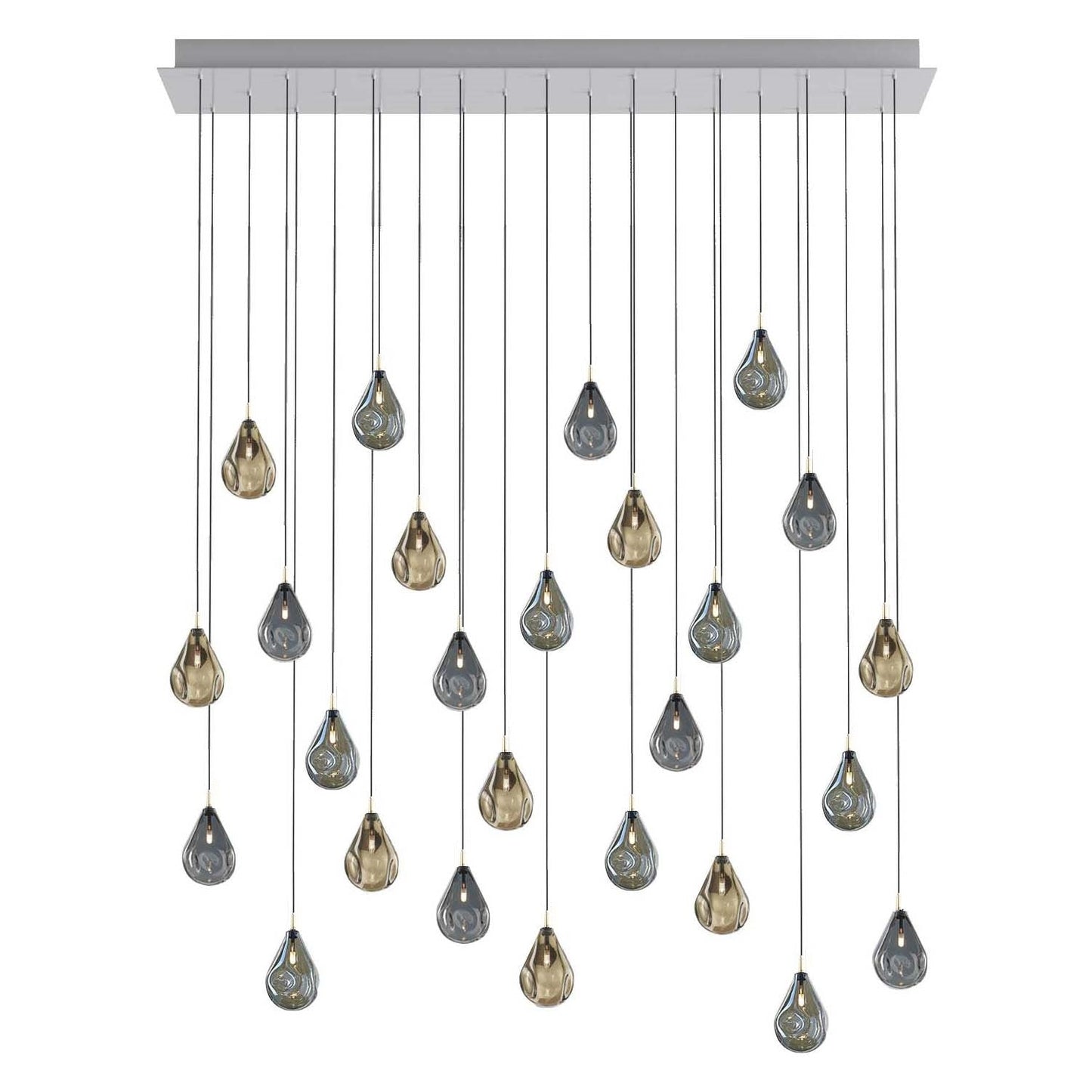 Dorarion Mini Rectangle LED Chandelier Mouth-blown Crystal With Metal Coating 54.3"W