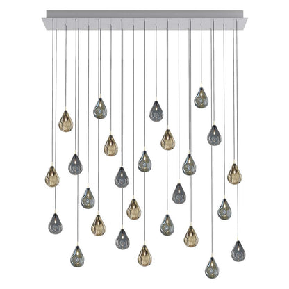 Dorarion Mini Rectangle LED Chandelier Mouth-blown Crystal With Metal Coating 54.3"W