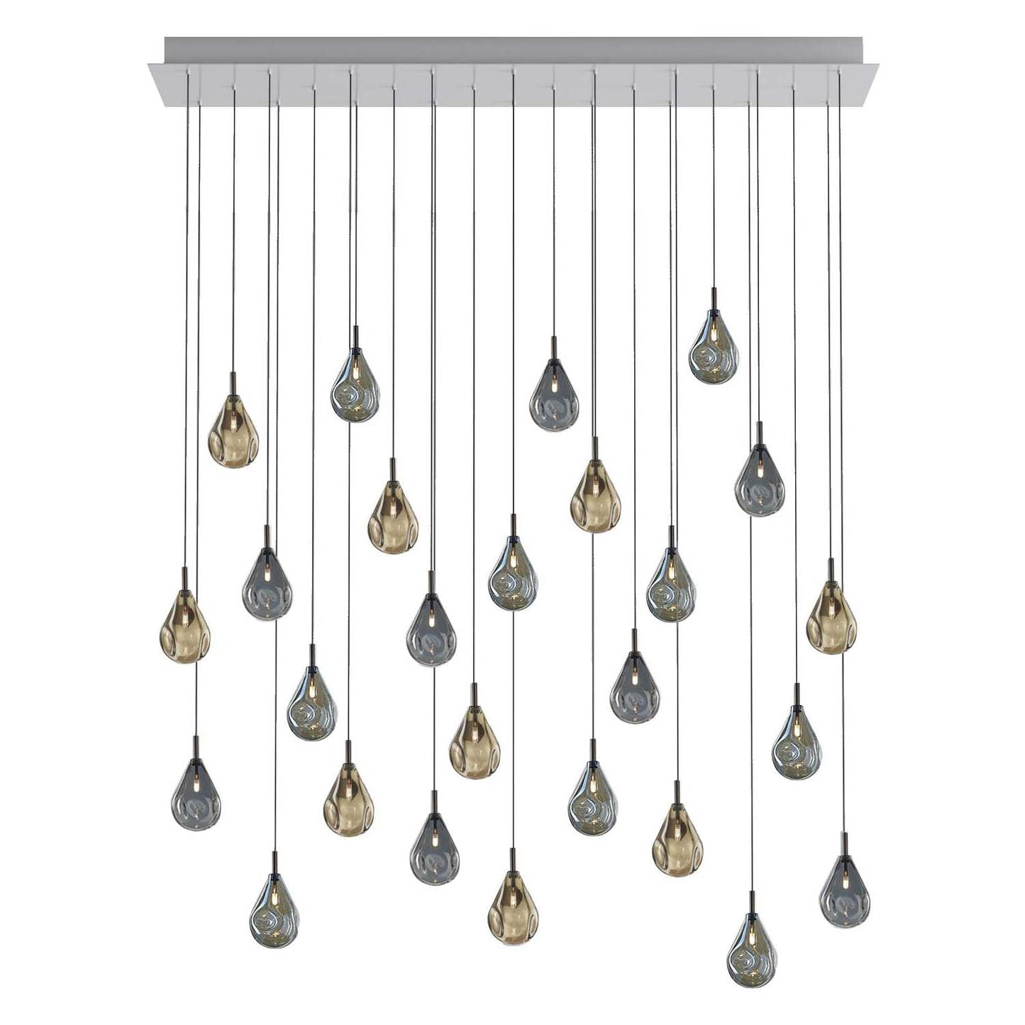 Dorarion Mini Rectangle LED Chandelier Mouth-blown Crystal With Metal Coating 54.3"W