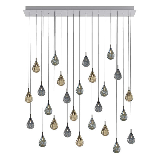 Dorarion Mini Rectangle LED Chandelier Mouth-blown Crystal With Metal Coating 54.3"W