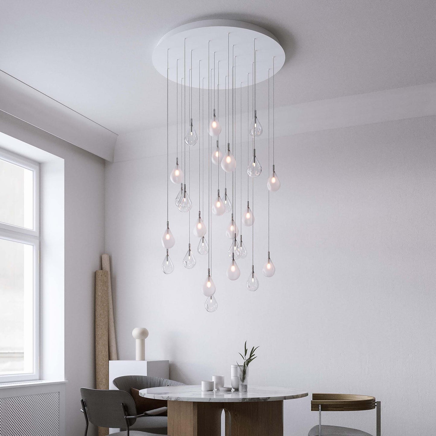 Dorarion Mini Round LED Chandelier Mouth-blown Crystal With Metal Coating 10.2"D