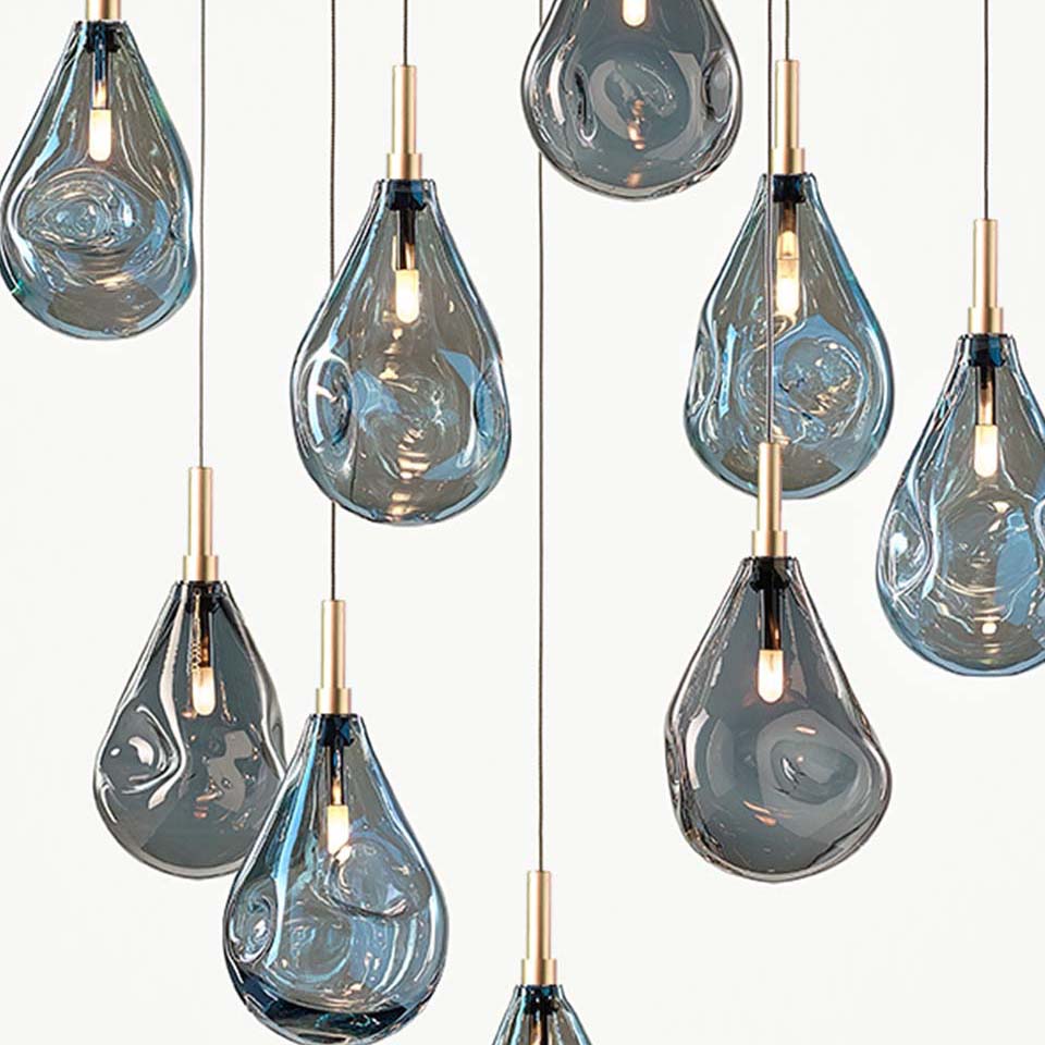 Dorarion Mini Round LED Chandelier Mouth-blown Crystal With Metal Coating 10.2"D