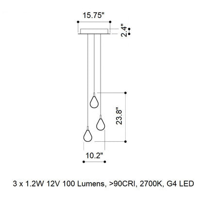 Dorarion Mini Round LED Chandelier Mouth-blown Crystal With Metal Coating 10.2"D