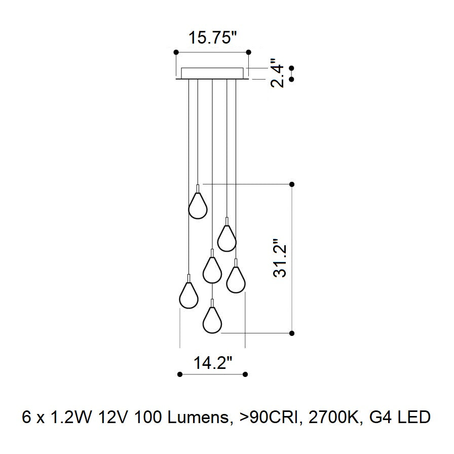 Dorarion Mini Round LED Chandelier Mouth-blown Crystal With Metal Coating 10.2"D