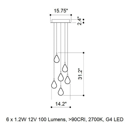 Dorarion Mini Round LED Chandelier Mouth-blown Crystal With Metal Coating 10.2"D