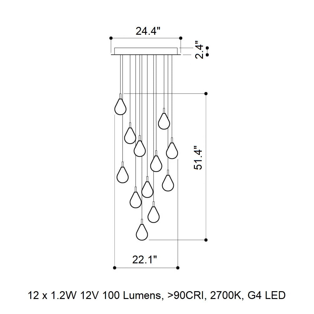 Dorarion Mini Round LED Chandelier Mouth-blown Crystal With Metal Coating 10.2"D