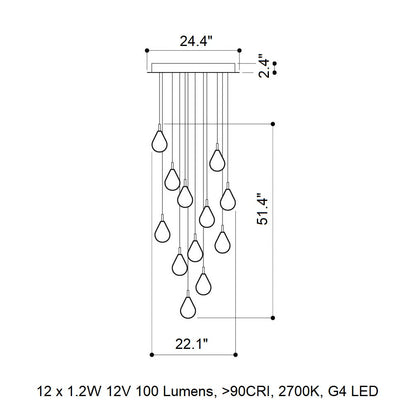 Dorarion Mini Round LED Chandelier Mouth-blown Crystal With Metal Coating 10.2"D