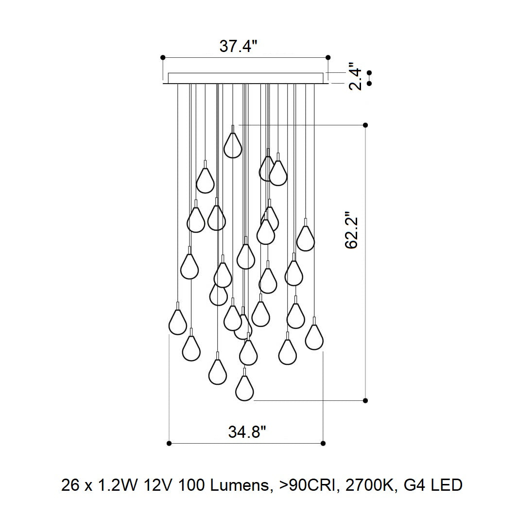 Dorarion Mini Round LED Chandelier Mouth-blown Crystal With Metal Coating 10.2"D