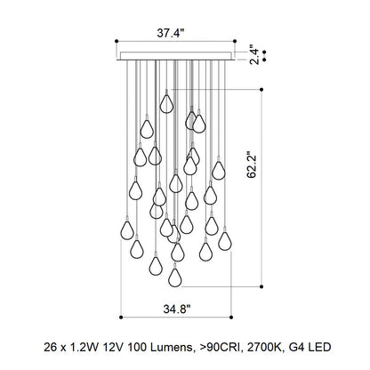 Dorarion Mini Round LED Chandelier Mouth-blown Crystal With Metal Coating 10.2"D