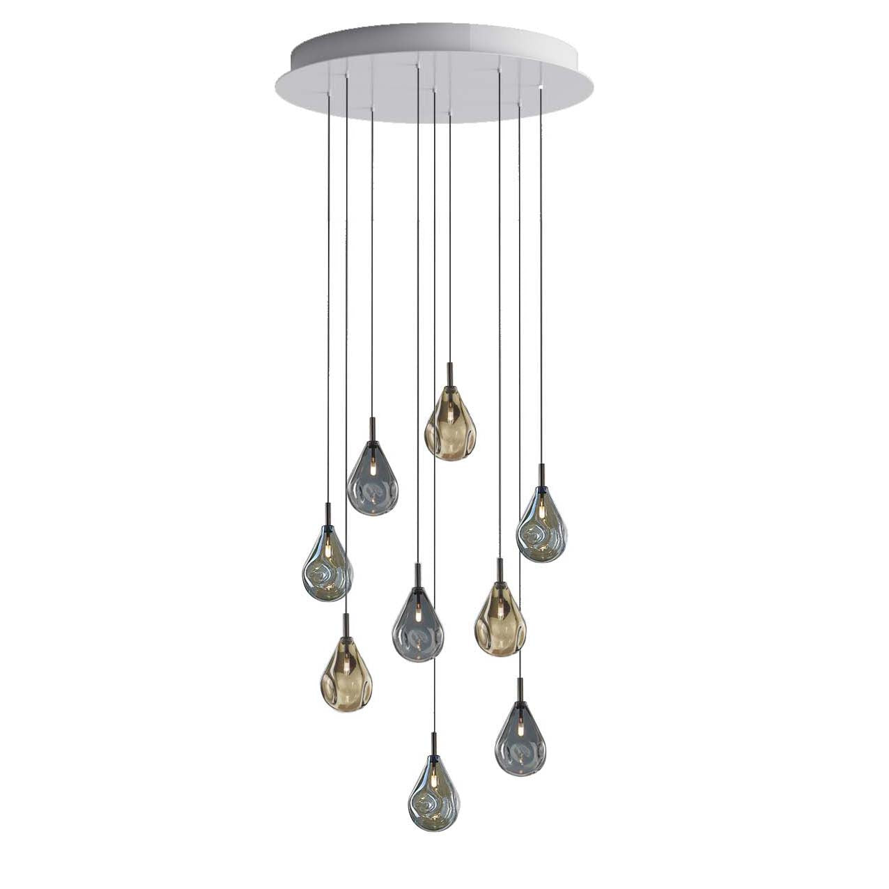 Dorarion Mini Round LED Chandelier Mouth-blown Crystal With Metal Coating 10.2"D