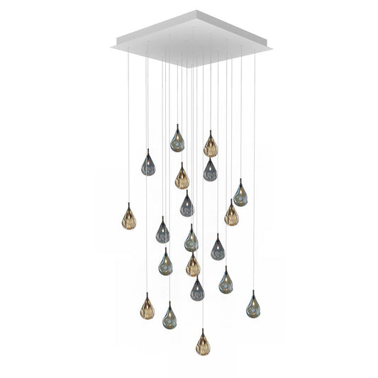 Dorarion Mini Square LED Chandelier Mouth-blown Crystal With Metal Coating 36.2"W x 36.2"D
