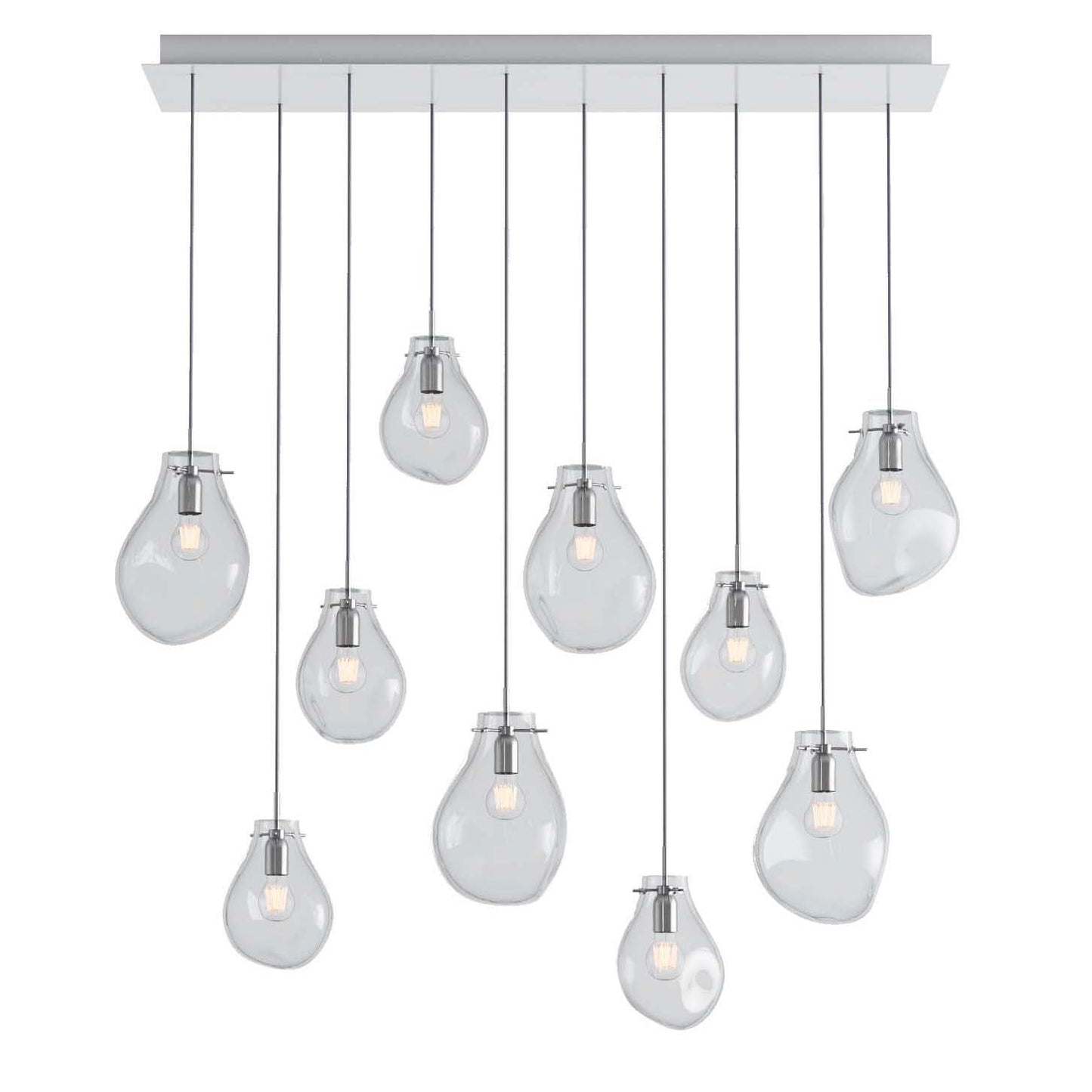 Dorarion Rectangle LED Chandelier Mouth-blown Crystal With Metal Coating 59.7"W