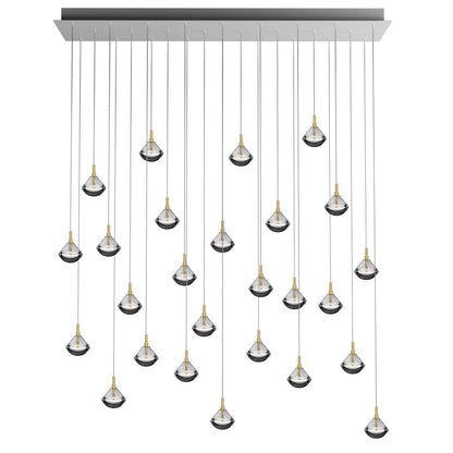 Helevra Dust Rectangle LED Chandelier Lead-free Crystal & Metal 54.5"W