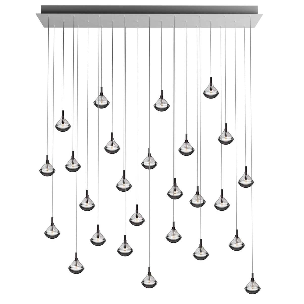 Helevra Dust Rectangle LED Chandelier Lead-free Crystal & Metal 54.5"W