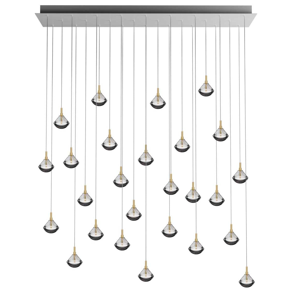 Helevra Dust Rectangle LED Chandelier Lead-free Crystal & Metal 54.5"W
