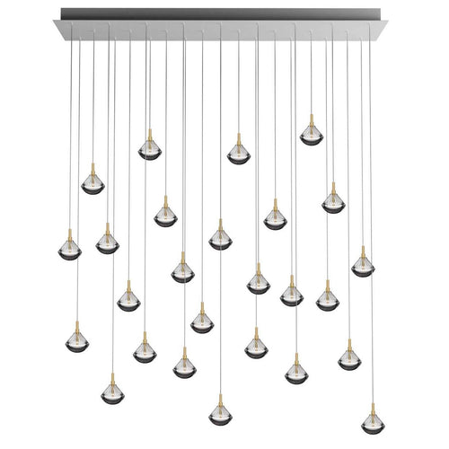 Helevra Dust Rectangle LED Chandelier Lead-free Crystal & Metal 54.5"W