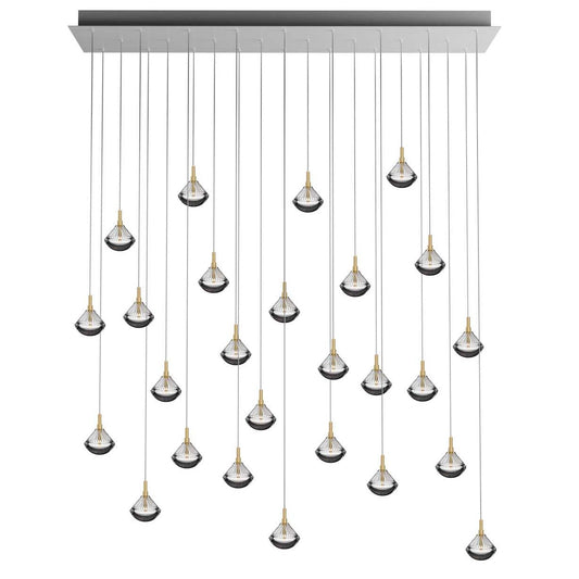 Helevra Dust Rectangle LED Chandelier Lead-free Crystal & Metal 54.5"W