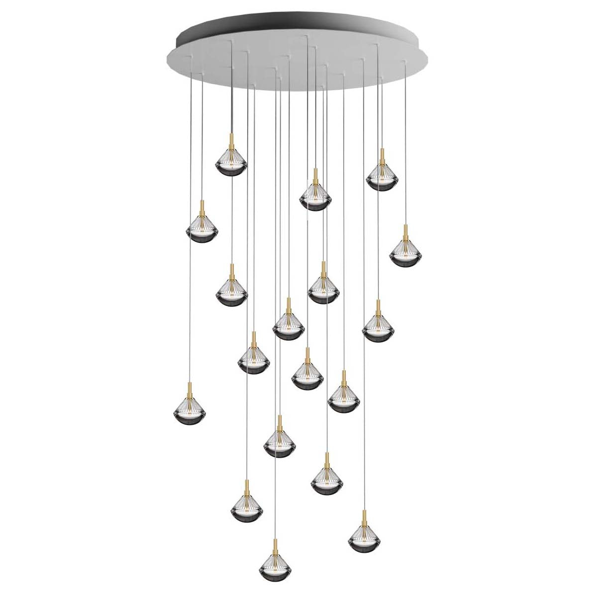 Helevra Dust Round LED Chandelier Lead-free Crystal & Metal 11.6"D
