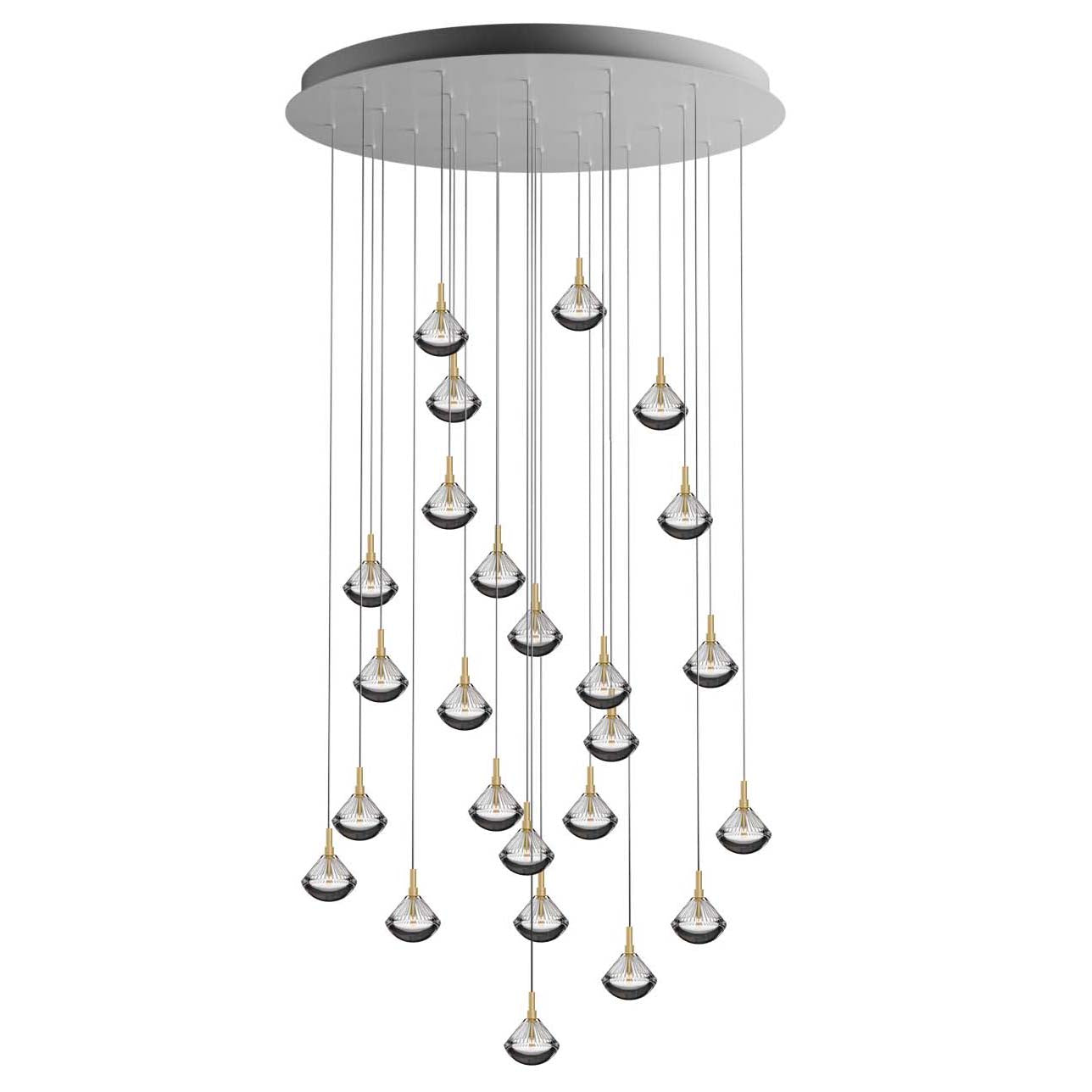 Helevra Dust Round LED Chandelier Lead-free Crystal & Metal 11.6"D