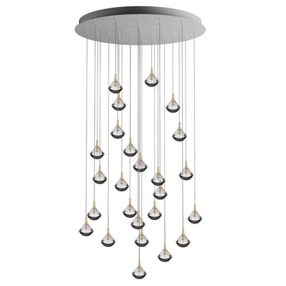Helevra Dust Round LED Chandelier Lead-free Crystal & Metal 11.6"D