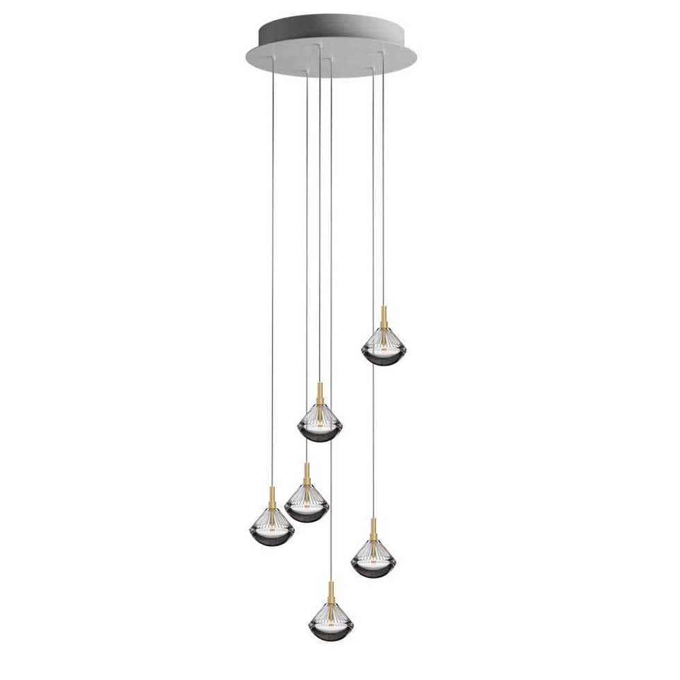 Helevra Dust Round LED Chandelier Lead-free Crystal & Metal 11.6"D