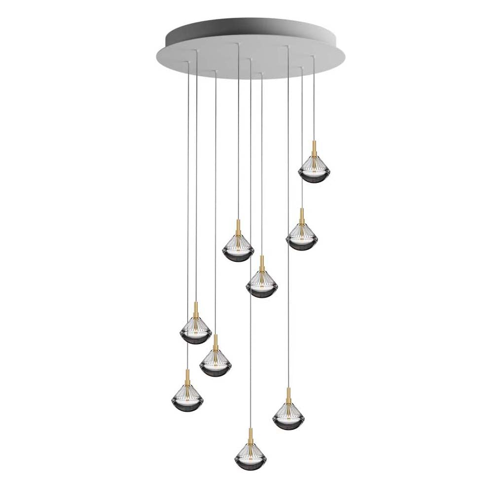 Helevra Dust Round LED Chandelier Lead-free Crystal & Metal 11.6"D