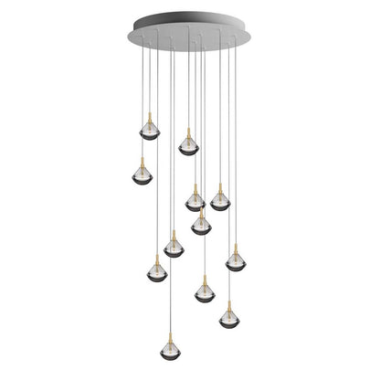 Helevra Dust Round LED Chandelier Lead-free Crystal & Metal 11.6"D