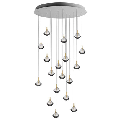 Helevra Dust Round LED Chandelier Lead-free Crystal & Metal 11.6"D