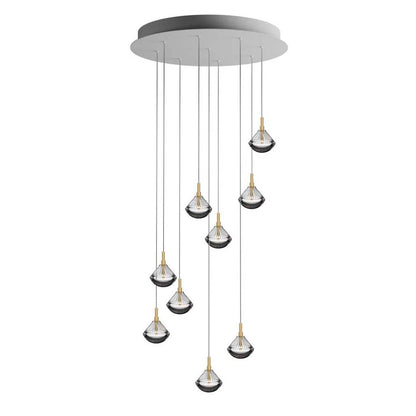 Helevra Dust Round LED Chandelier Lead-free Crystal & Metal 11.6"D