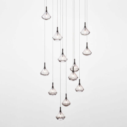 Helevra Dust Round LED Chandelier Lead-free Crystal & Metal 11.6"D