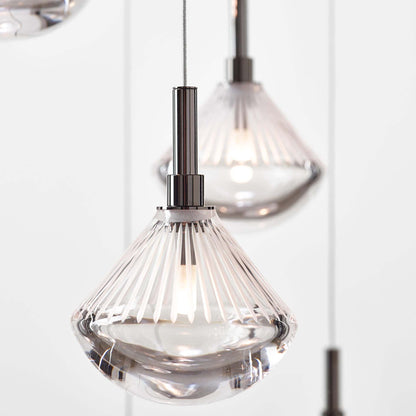 Helevra Dust Round LED Chandelier Lead-free Crystal & Metal 11.6"D