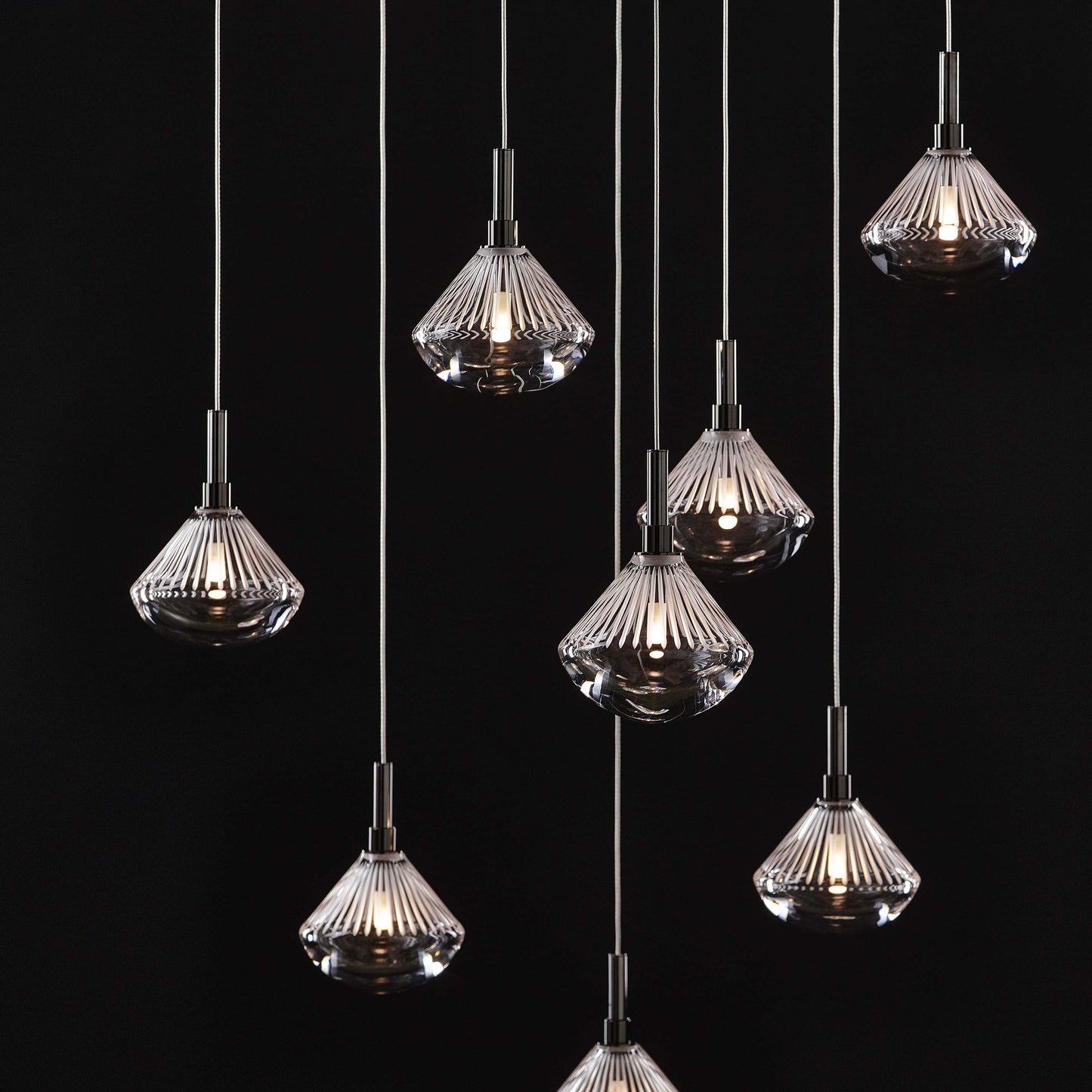 Helevra Dust Round LED Chandelier Lead-free Crystal & Metal 11.6"D