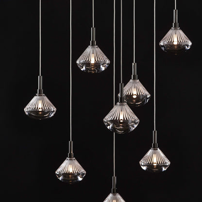 Helevra Dust Round LED Chandelier Lead-free Crystal & Metal 11.6"D