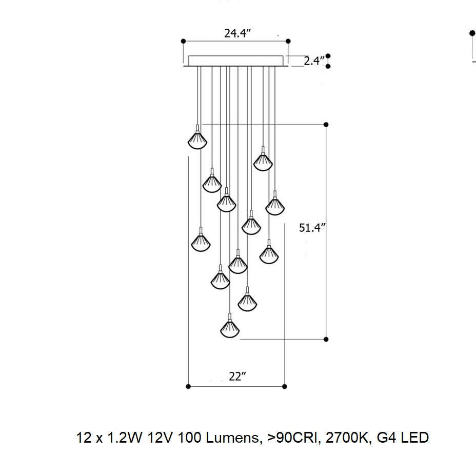 Helevra Dust Round LED Chandelier Lead-free Crystal & Metal 11.6"D