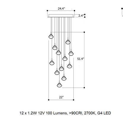 Helevra Dust Round LED Chandelier Lead-free Crystal & Metal 11.6"D