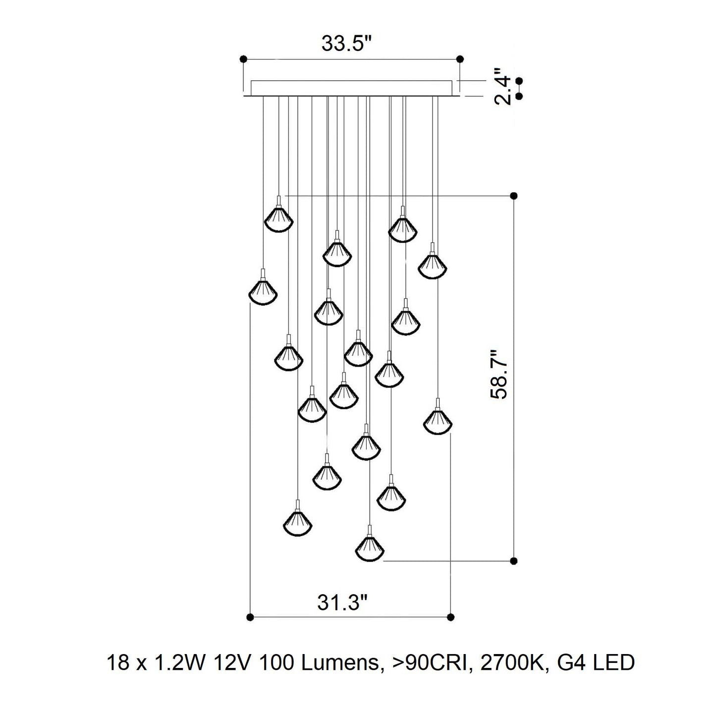 Helevra Dust Round LED Chandelier Lead-free Crystal & Metal 11.6"D