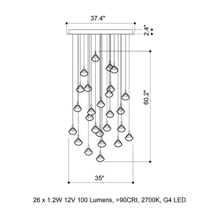 Helevra Dust Round LED Chandelier Lead-free Crystal & Metal 11.6"D