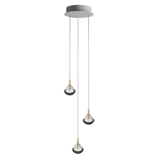 Helevra Dust Round LED Chandelier Lead-free Crystal & Metal 11.6"D