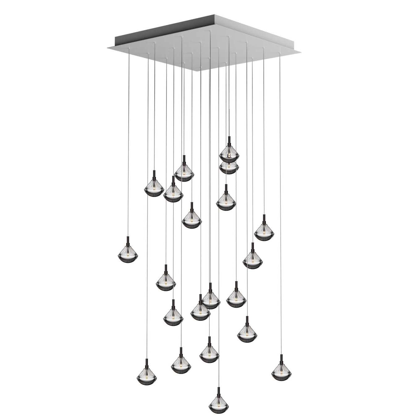 Helevra Dust Square LED Chandelier Lead-free Crystal & Metal 36.6"W x 36.6"D