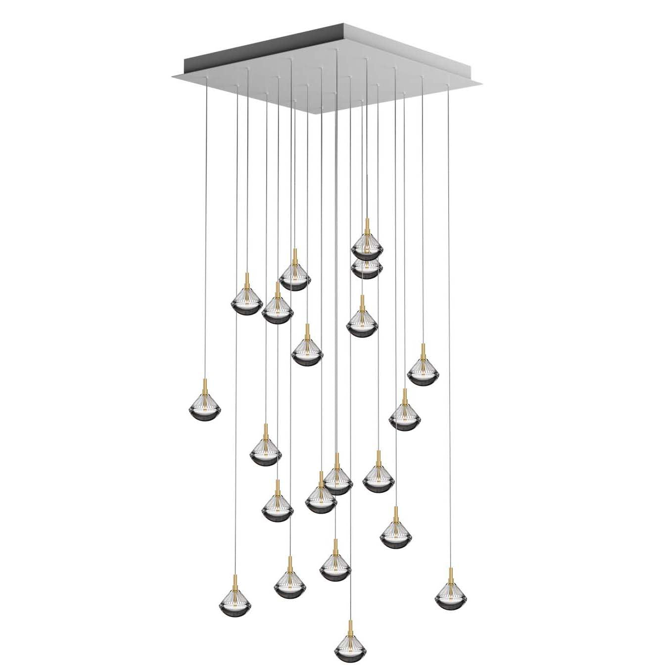 Helevra Dust Square LED Chandelier Lead-free Crystal & Metal 36.6"W x 36.6"D