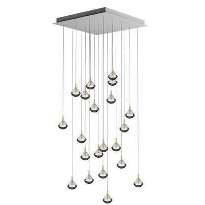 Helevra Dust Square LED Chandelier Lead-free Crystal & Metal 36.6"W x 36.6"D