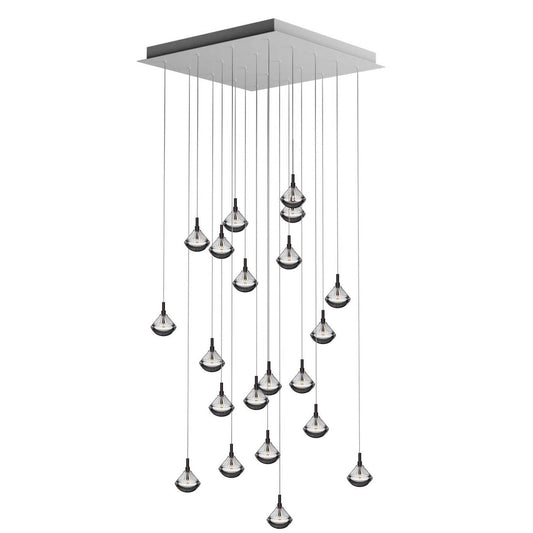 Helevra Dust Square LED Chandelier Lead-free Crystal & Metal 36.6"W x 36.6"D