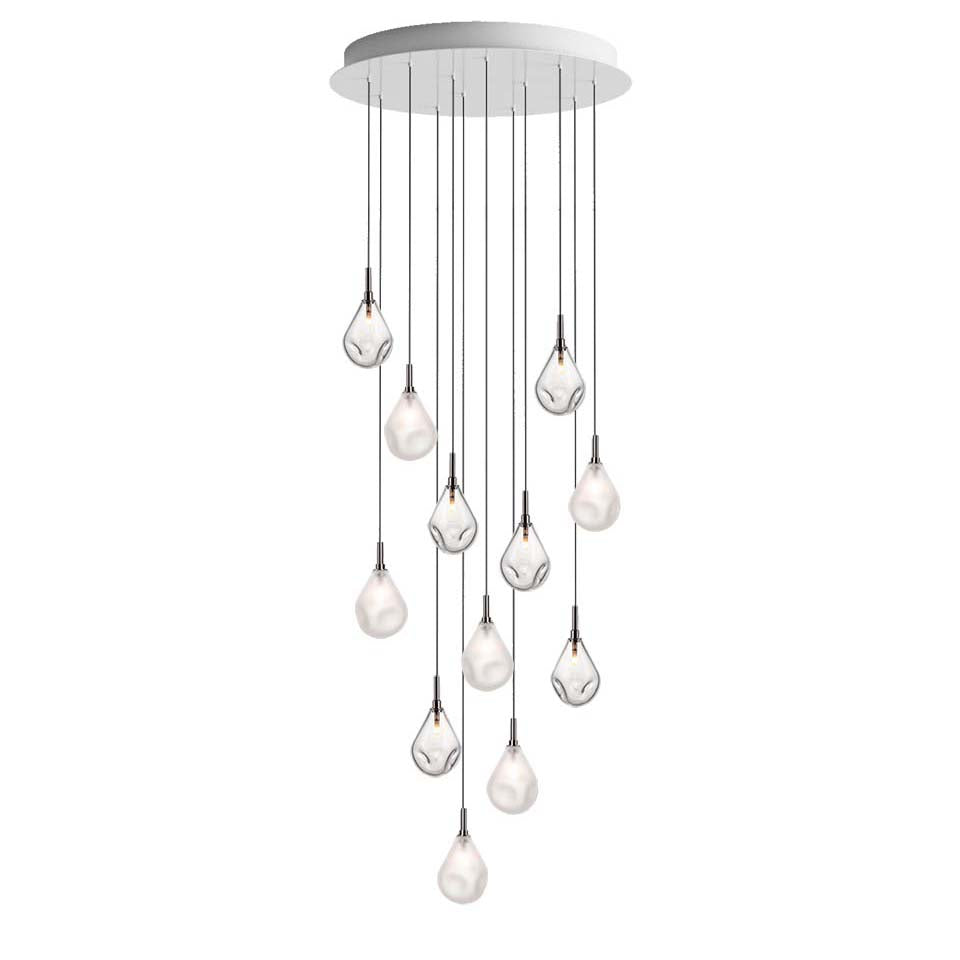 Dorarion Mini Round LED Chandelier Mouth-blown Crystal With Metal Coating 10.2"D